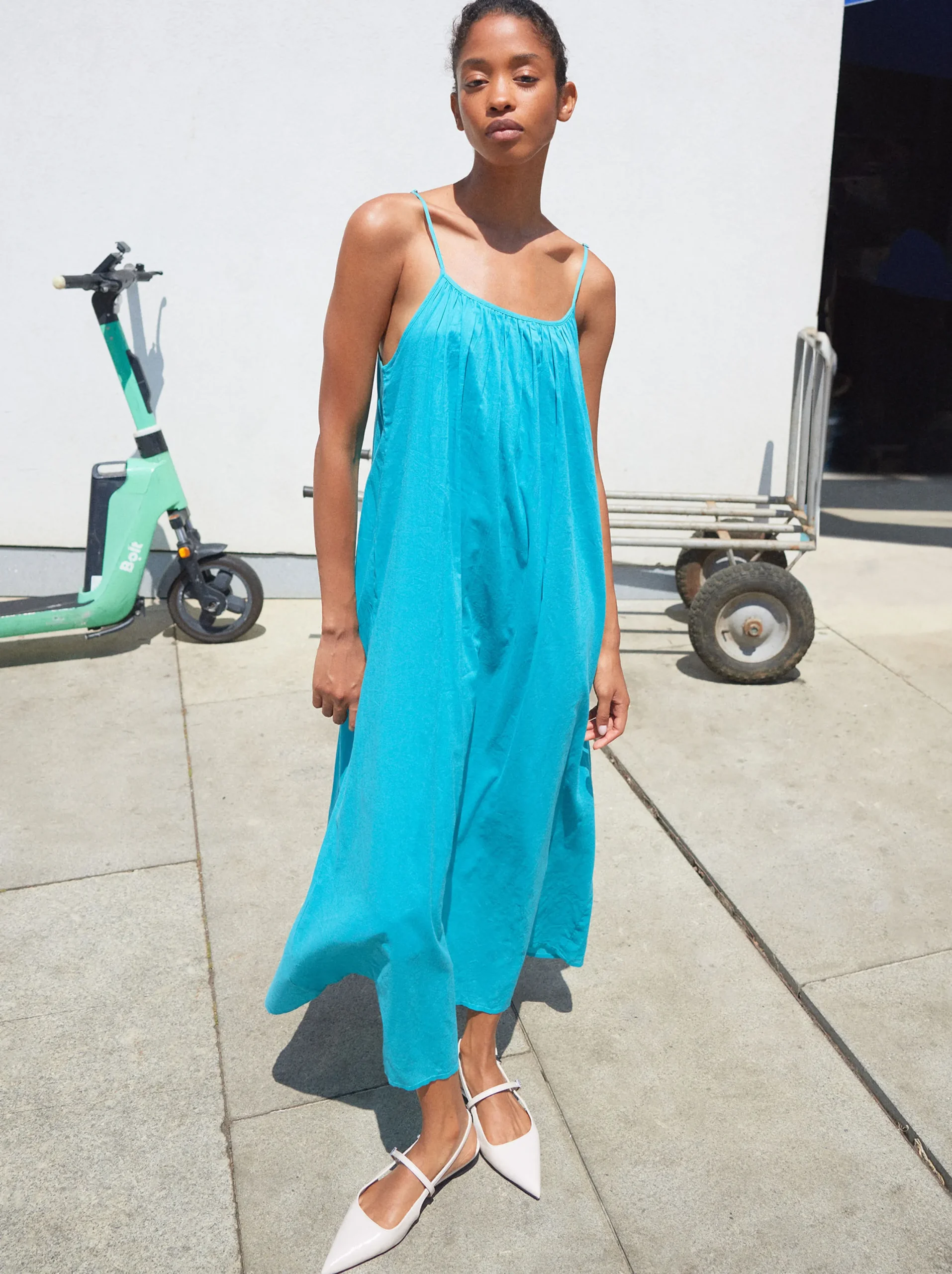PARFOIS Vestido Midi Algodón Azul Flash Sale