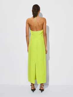 PARFOIS Vestido Midi Con Abertura Amarillo Cheap