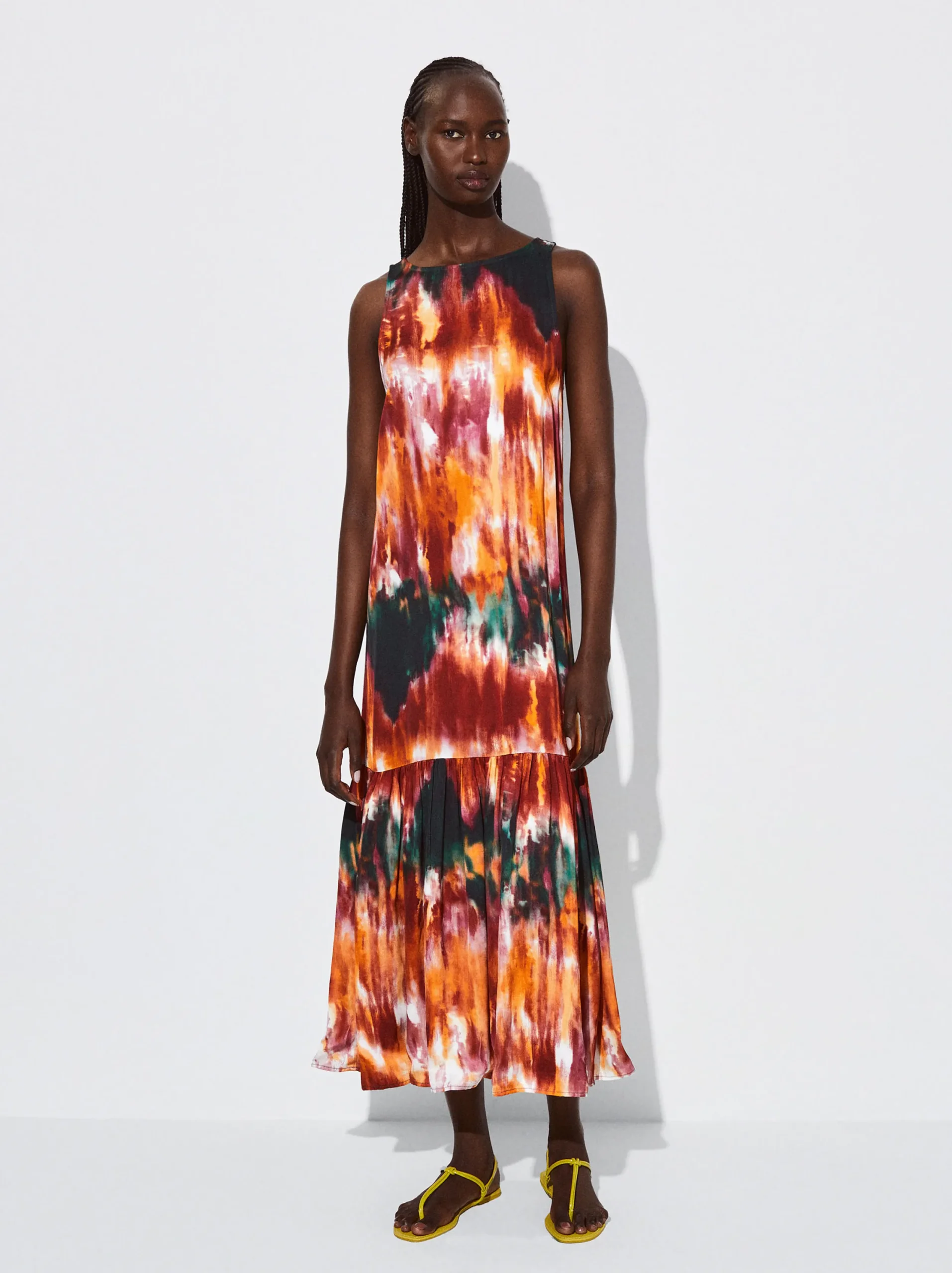 PARFOIS Vestido Midi Estampado Multicor New