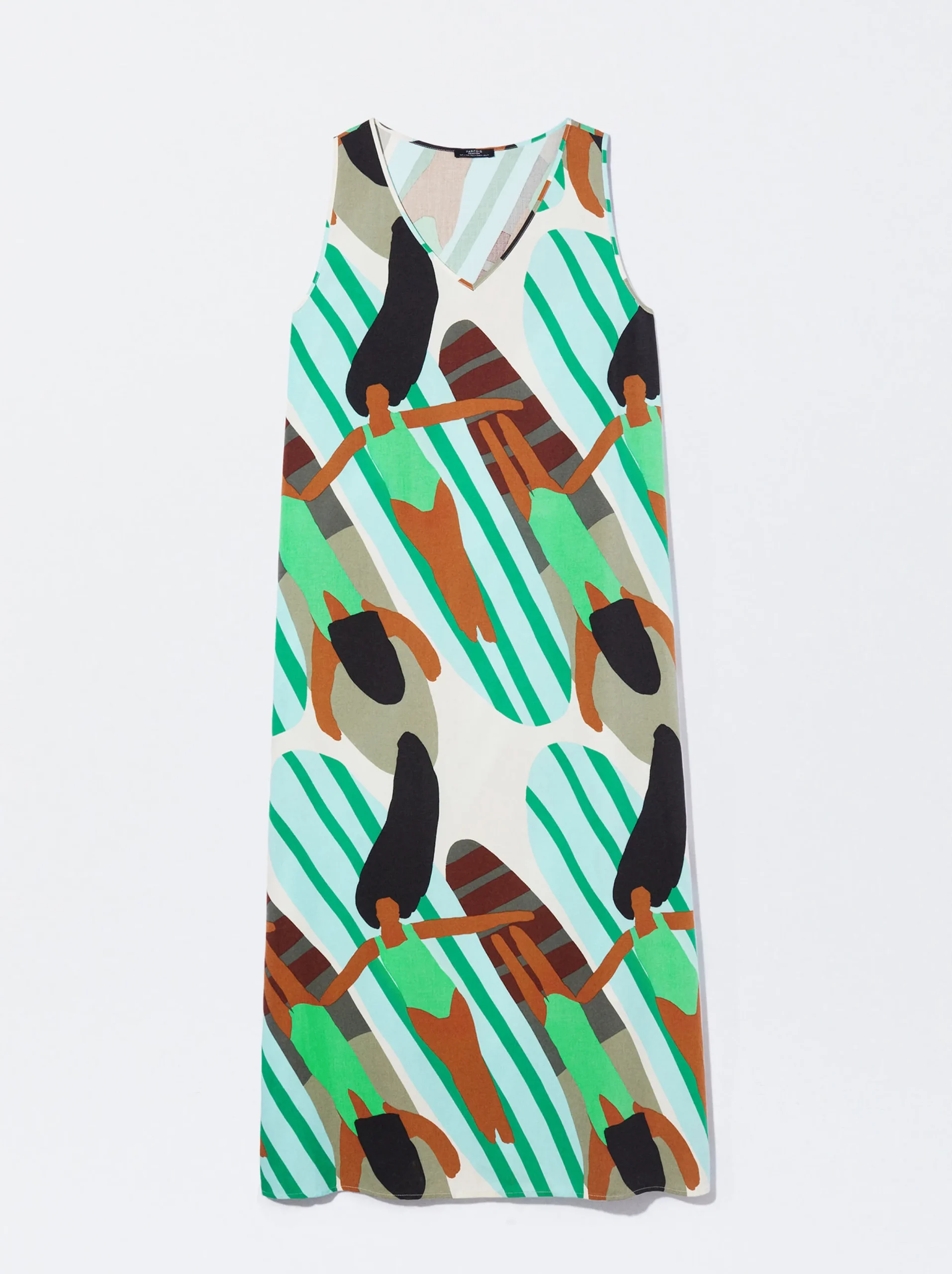 PARFOIS Vestido Midi Estampado Multicor Best Sale