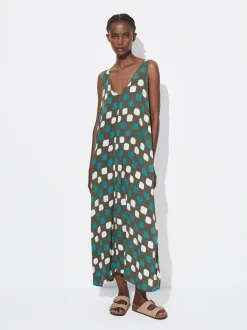 PARFOIS Vestido Midi Estampado Marrón Clearance