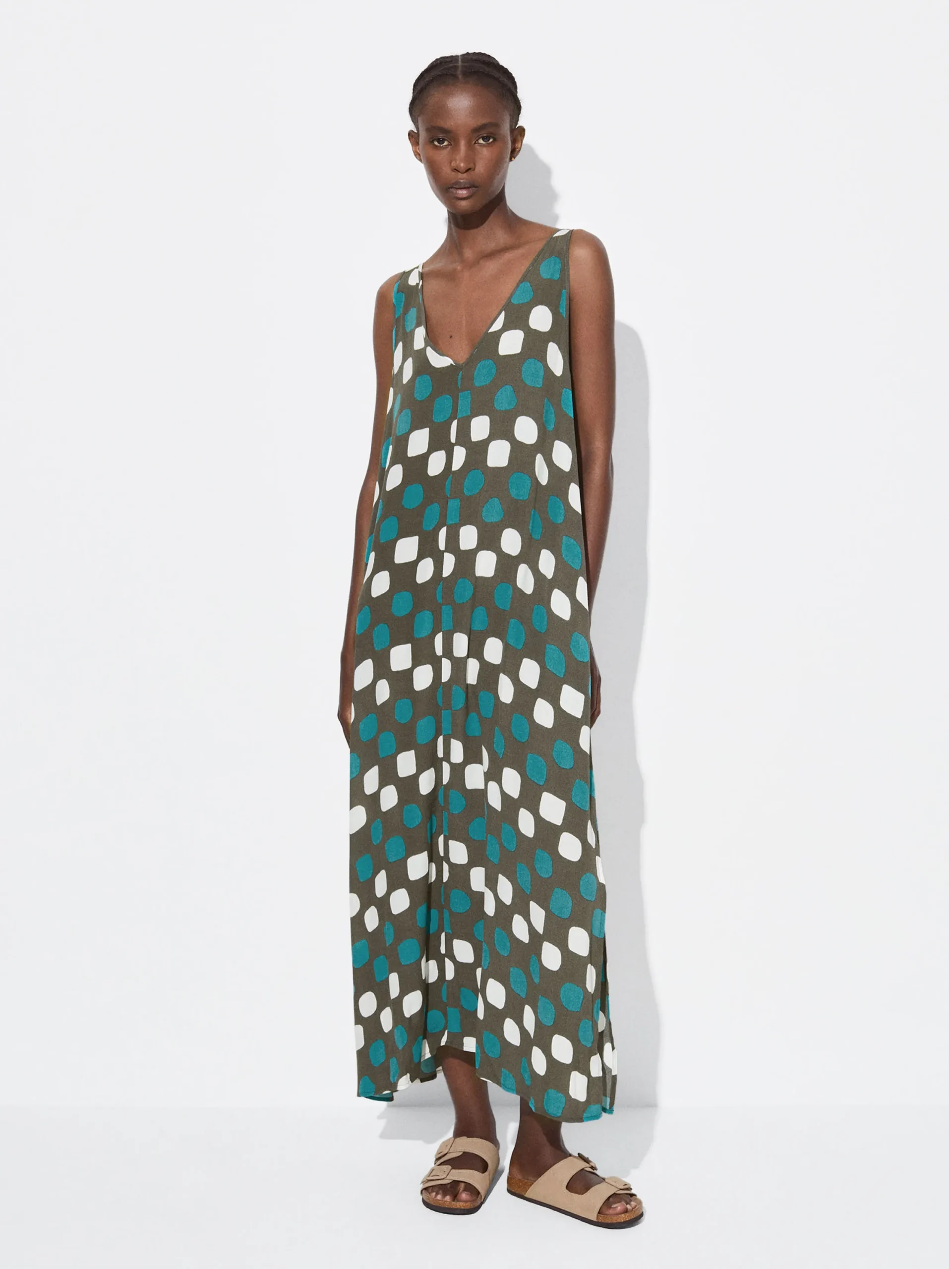 PARFOIS Vestido Midi Estampado Marrón Clearance