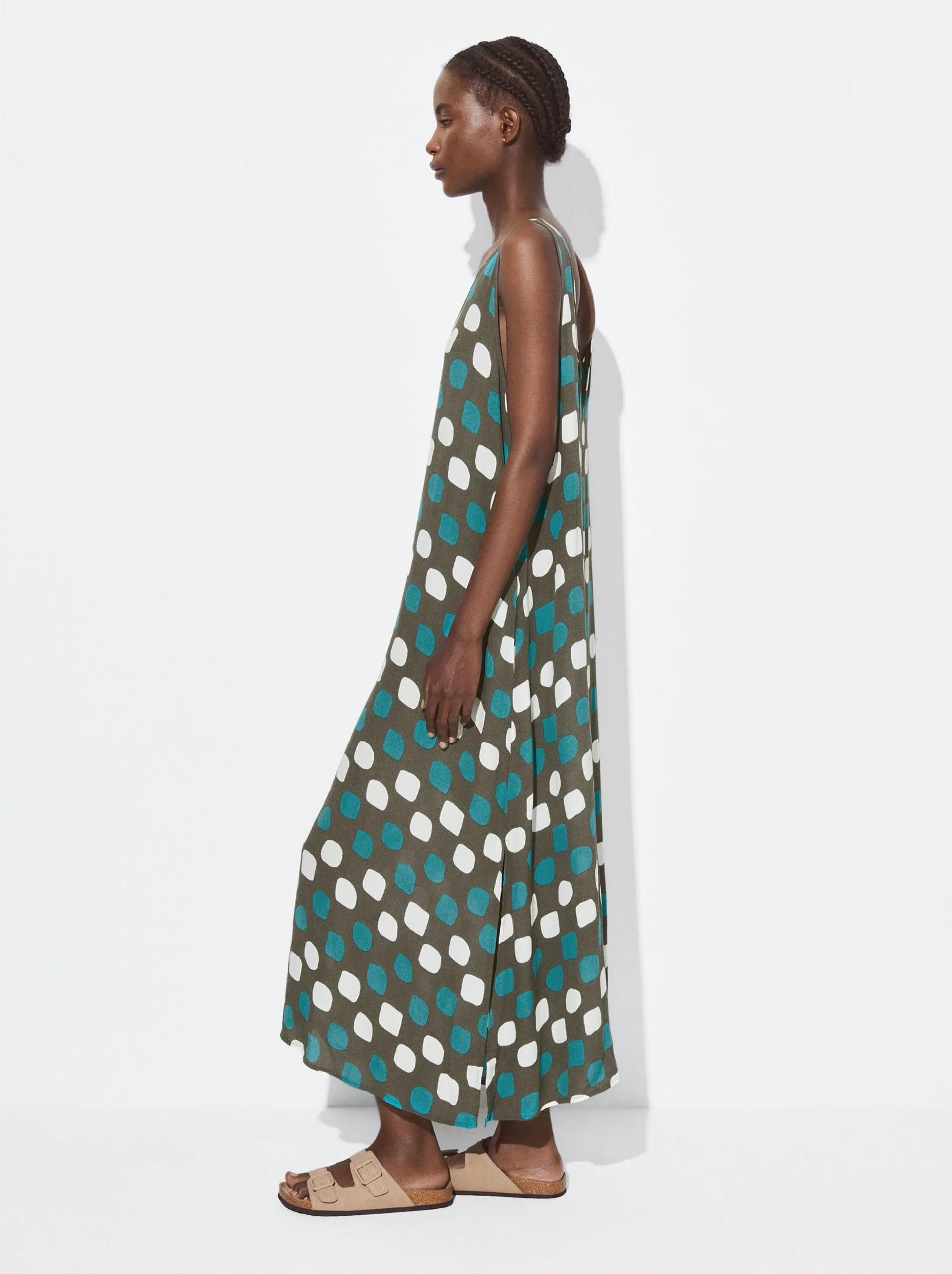 PARFOIS Vestido Midi Estampado Marrón Clearance