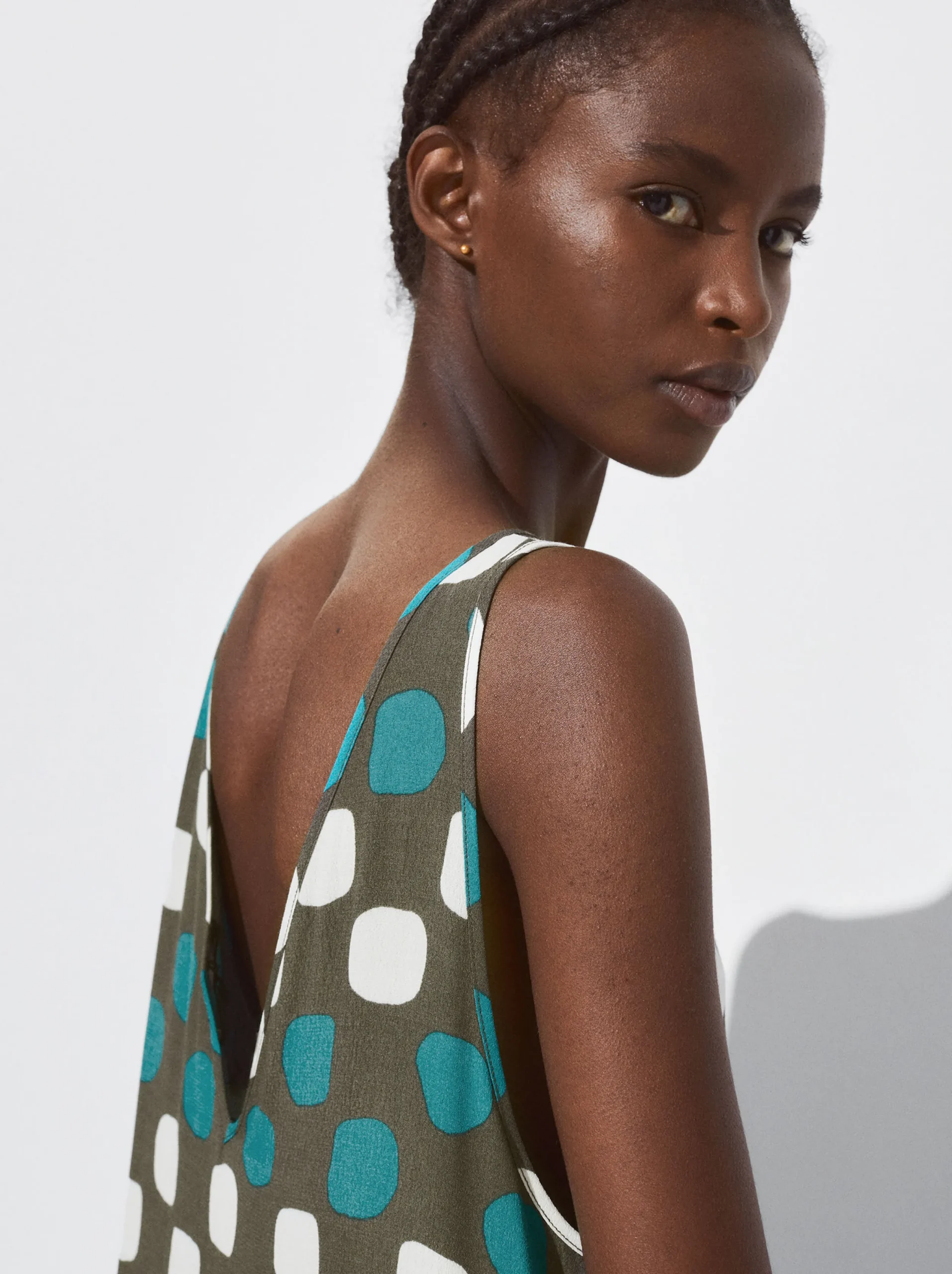 PARFOIS Vestido Midi Estampado Marrón Clearance
