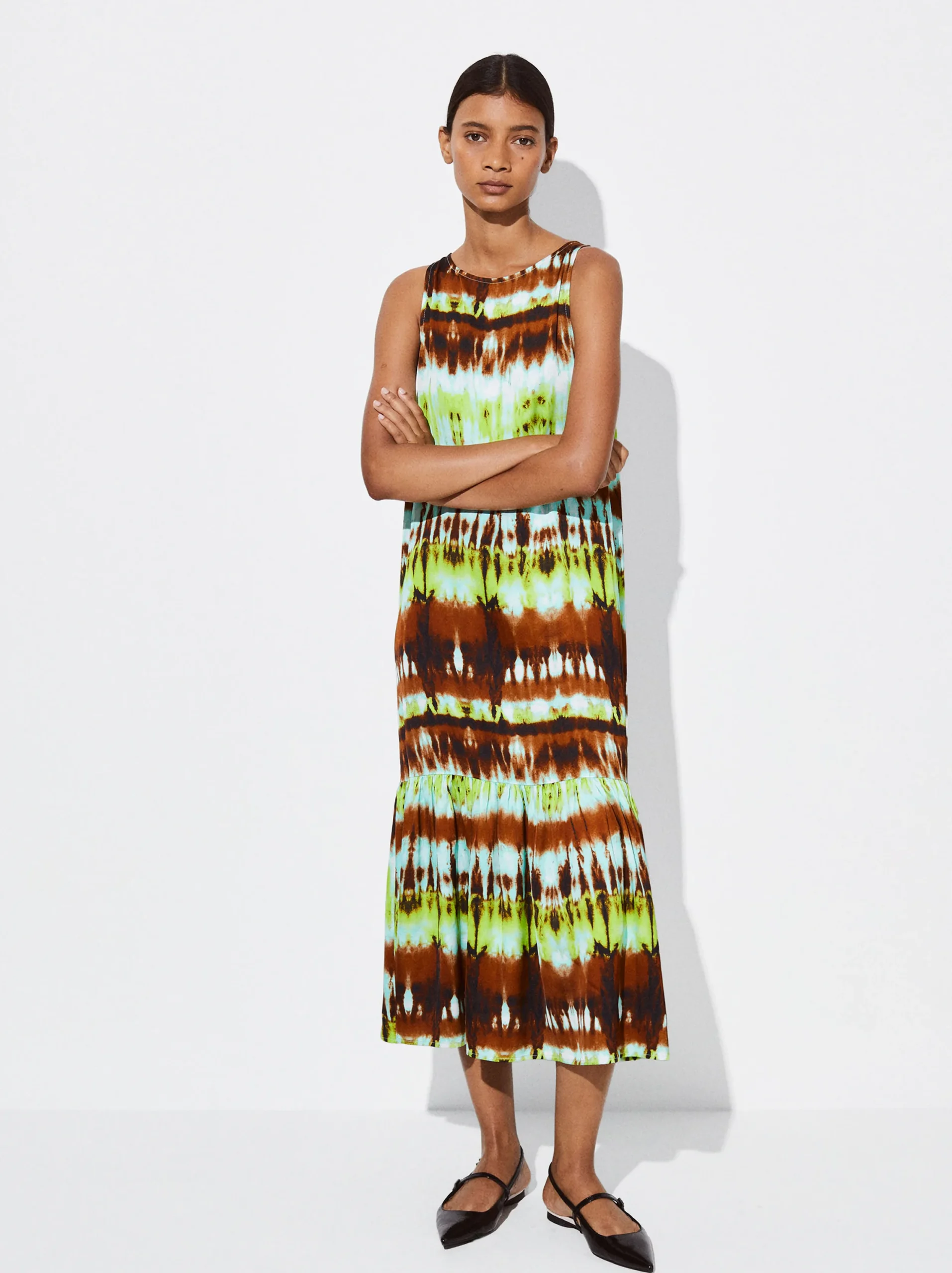 PARFOIS Vestido Midi Estampado Verde Online