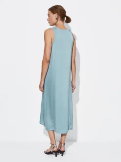 PARFOIS Vestido Midi Satinado Azul Sale