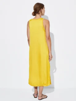PARFOIS Vestido Midi Satinado Amarillo Clearance
