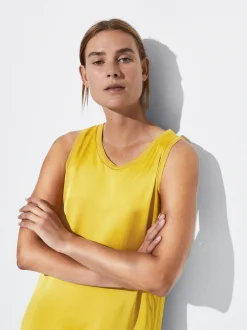 PARFOIS Vestido Midi Satinado Amarillo Clearance