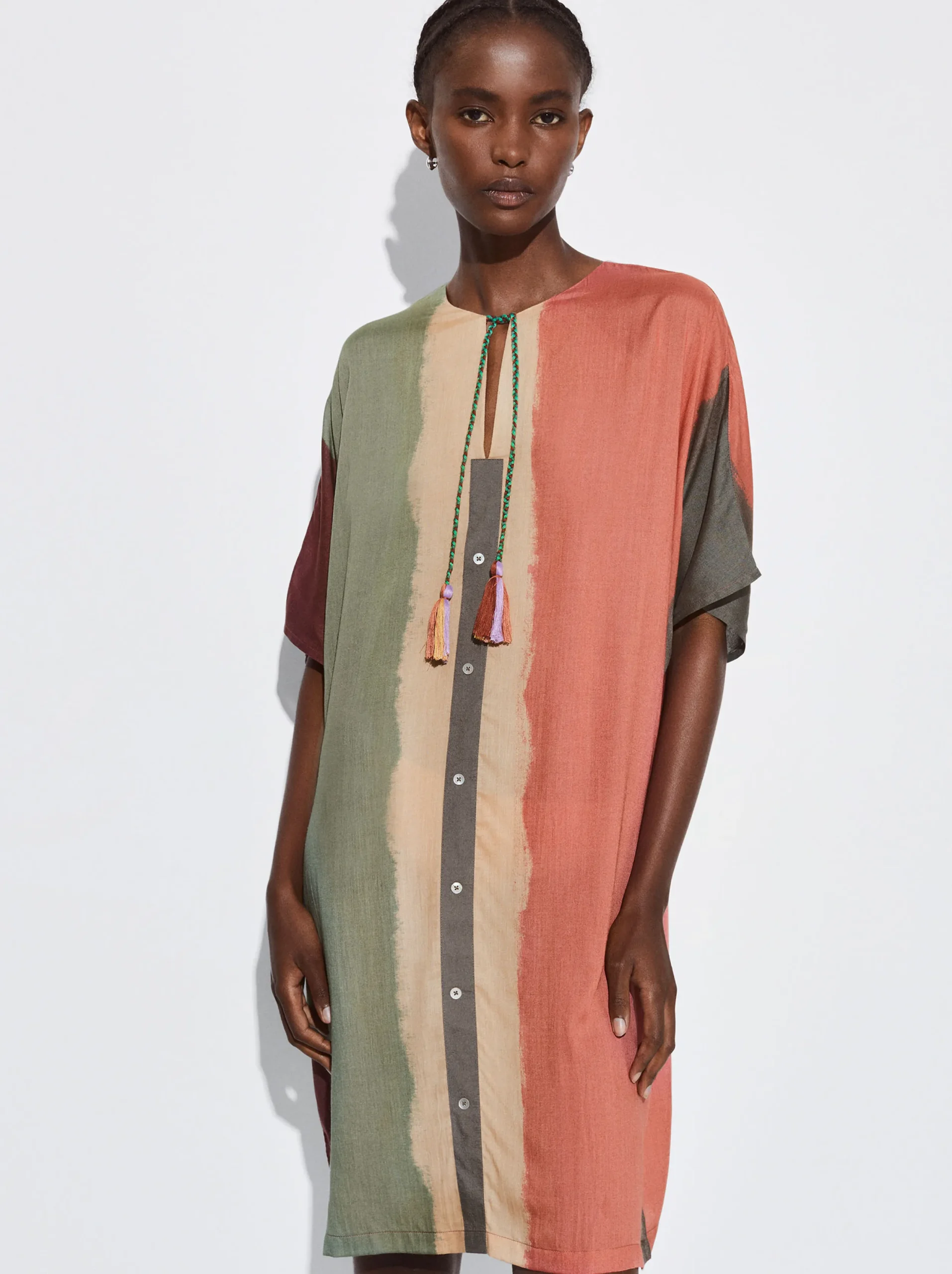 PARFOIS Vestido Modal Color Block Multicor Hot