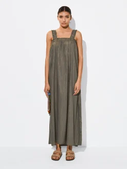 PARFOIS Vestido Modal Tejido Metalizado Caqui Store