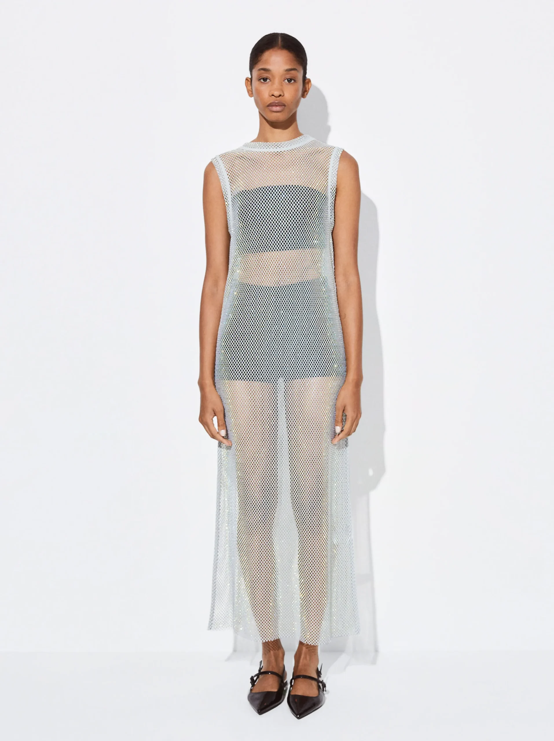 PARFOIS Vestido Punto Mesh Gris Outlet