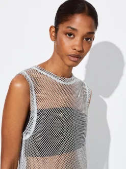 PARFOIS Vestido Punto Mesh Gris Outlet