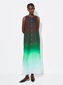PARFOIS Vestido Tie-Dye Lyocell Verde New