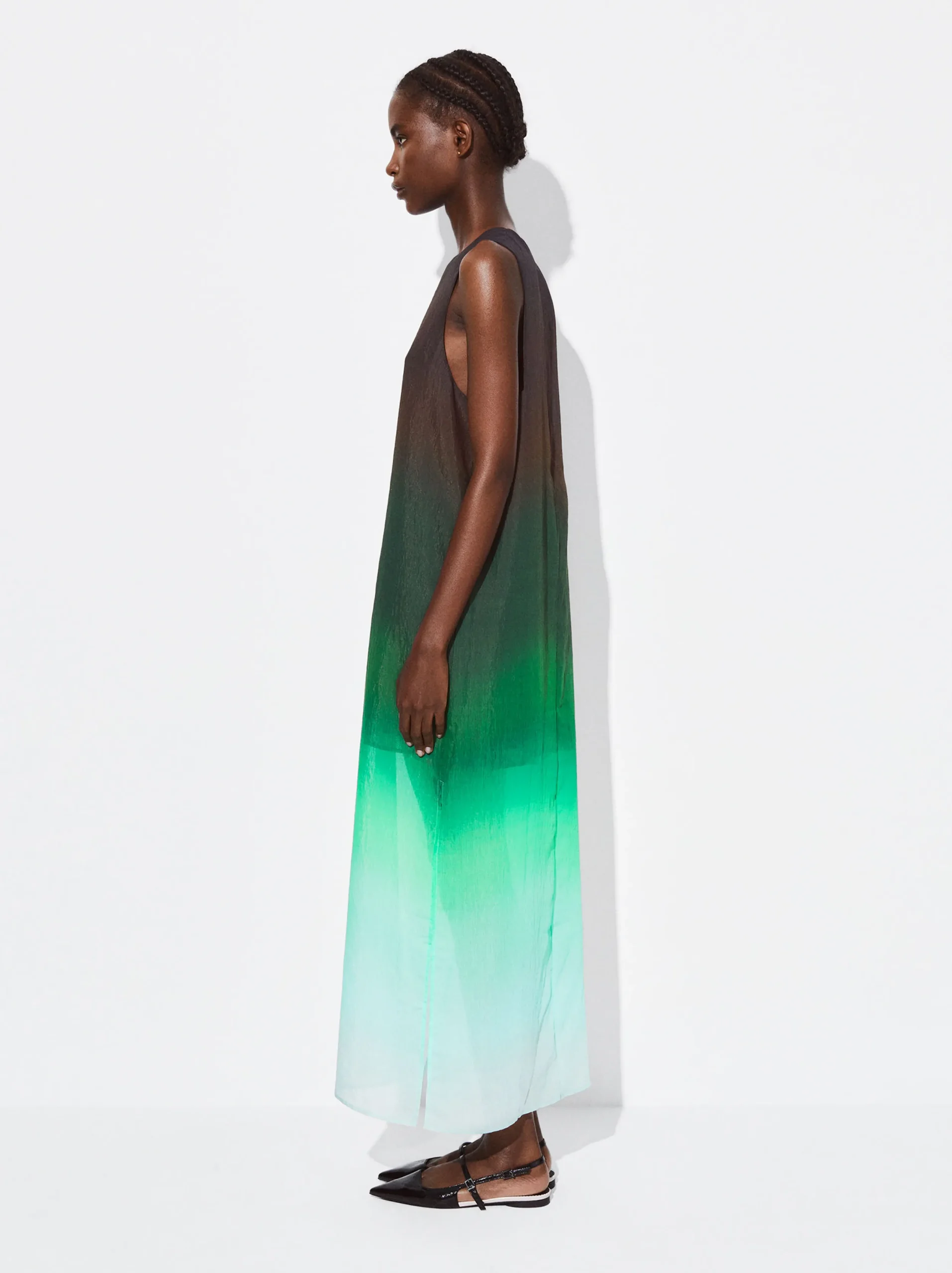 PARFOIS Vestido Tie-Dye Lyocell Verde New
