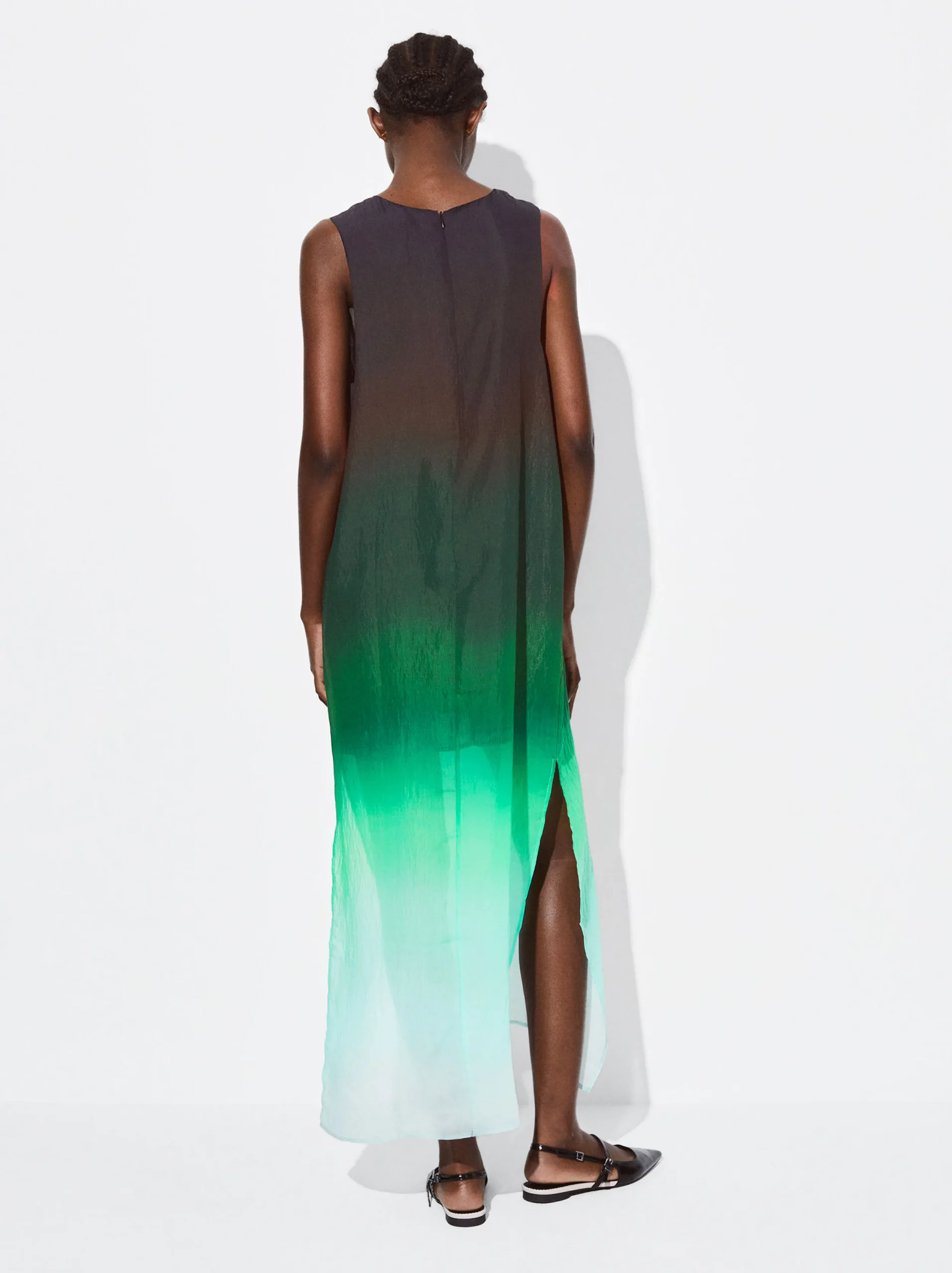 PARFOIS Vestido Tie-Dye Lyocell Verde New