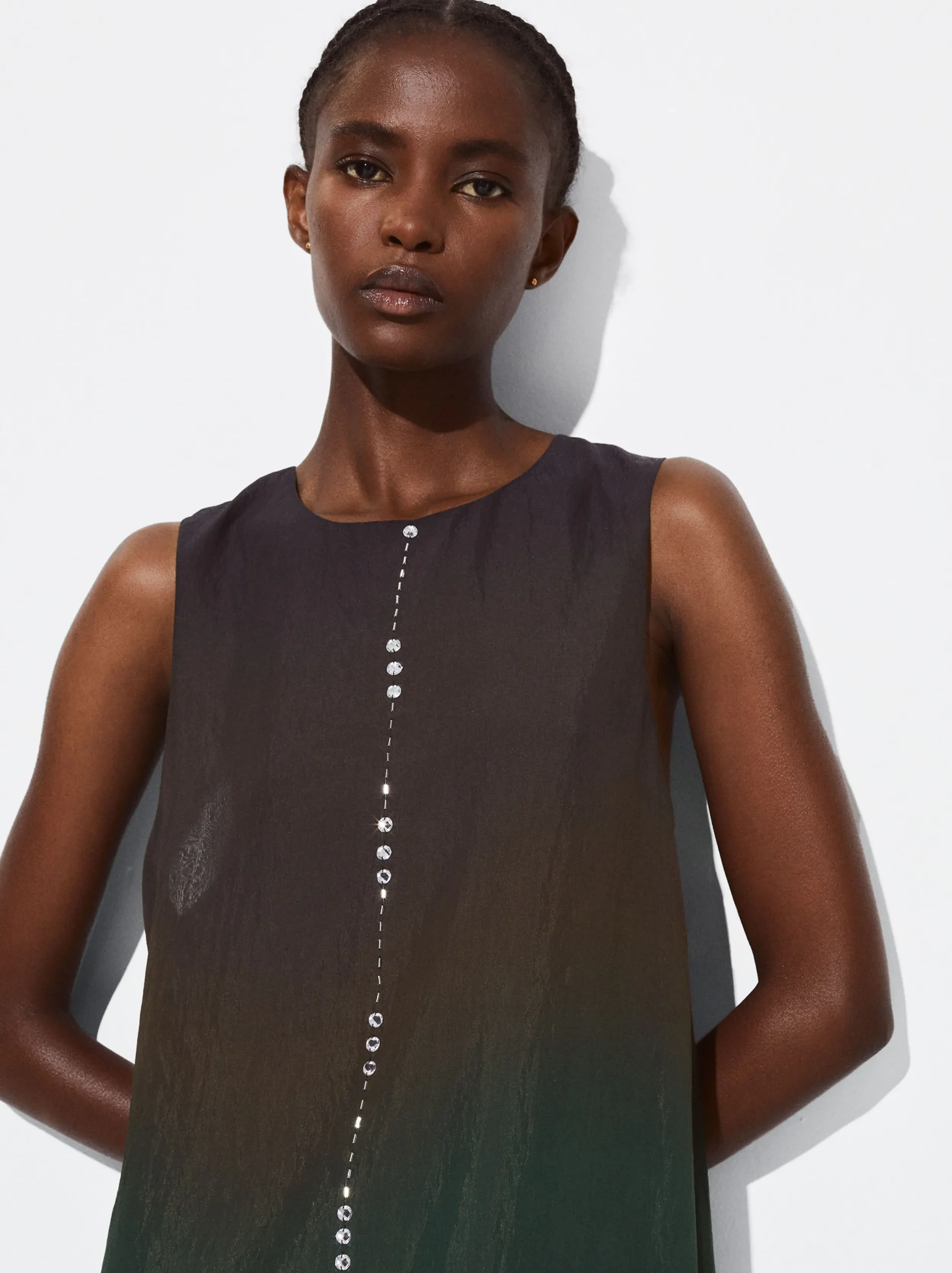 PARFOIS Vestido Tie-Dye Lyocell Verde New