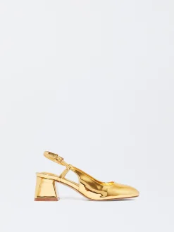 PARFOIS Zapato Tacón Destalonado Dorado Cheap