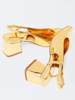 PARFOIS Zapato Tac&oacute;n Destalonado Dorado Cheap